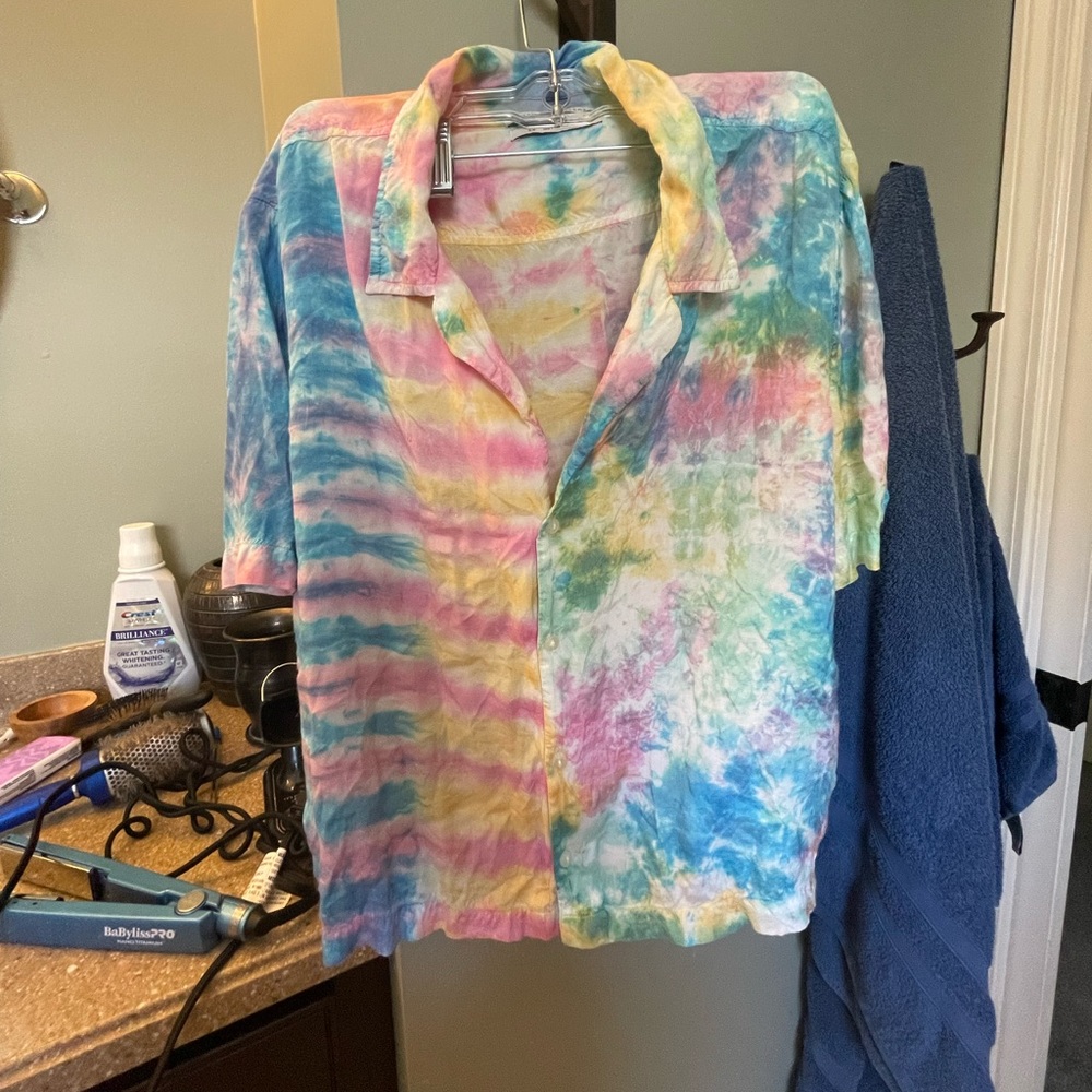 Urban Outfitters Loose Fitting Button Up Tie-Dye Blouse